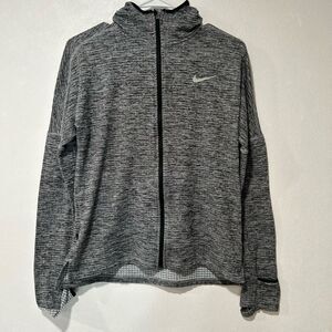Nike Dri-Fit Running Jacket Small Hooded Gray Heather Full Zip Long Sleeves
